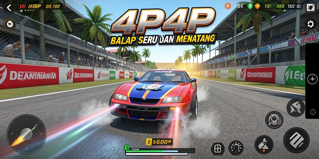 Tampilan gameplay Racing yang mendebarkan di 4P4P.