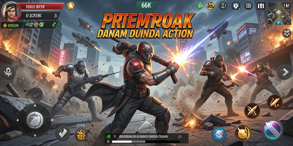 Gameplay seru 66K dengan pertarungan yang intens dan grafis menawan.