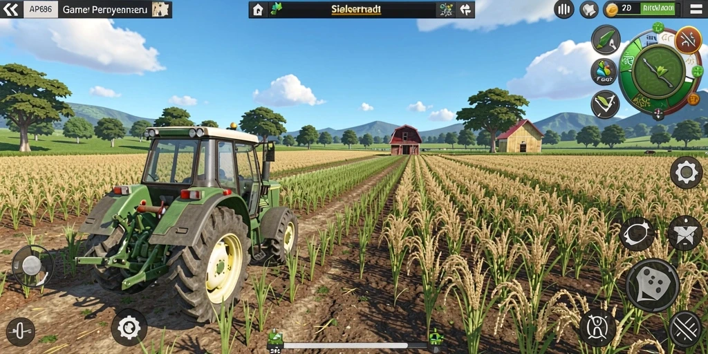 Tampilan gameplay AP686 yang seru dan interaktif dalam bertani.