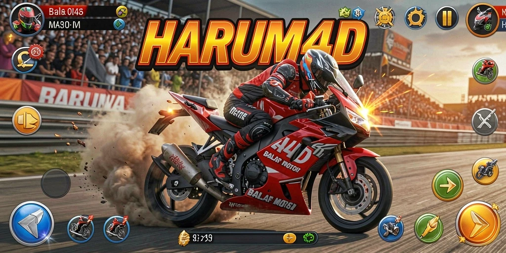 Gambaran aksi balap motor seru di HARUM4D.