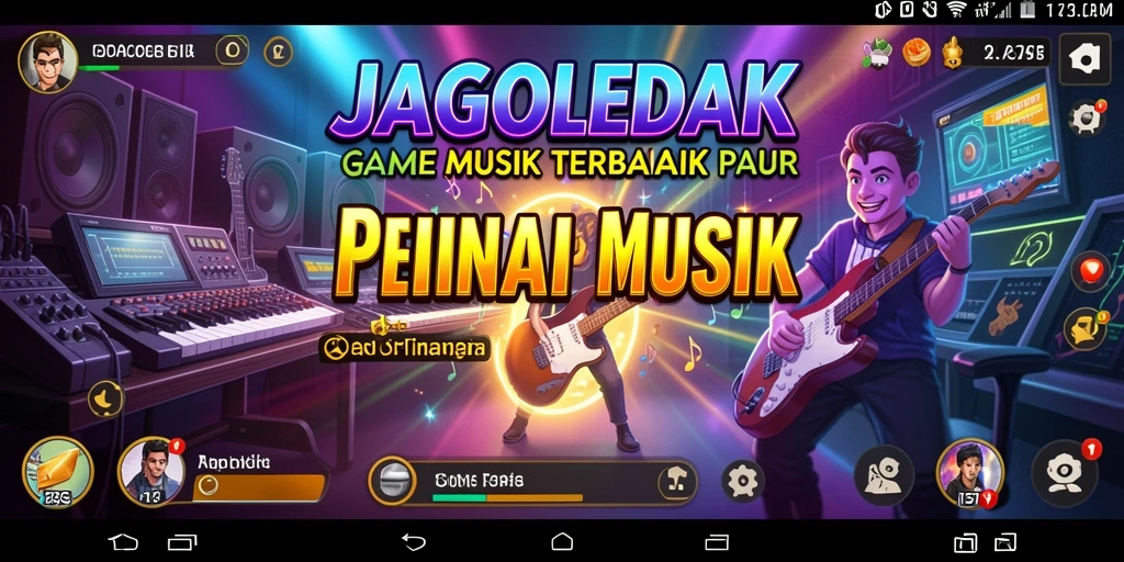 Tampilan gameplay seru saat memainkan JAGOLEDAK dengan musik favorit.
