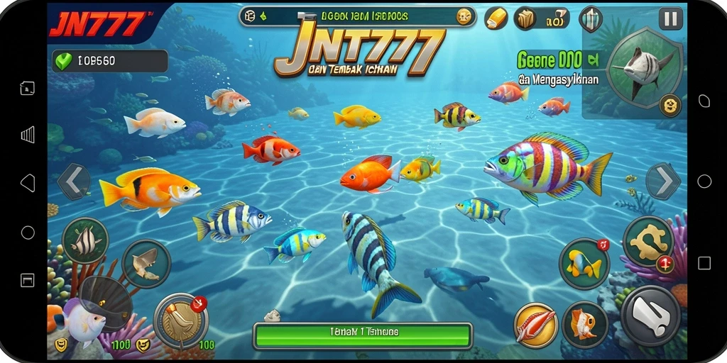 Screenshot utama JNT777 menampilkan aksi seru gameplay Tembak Ikan.