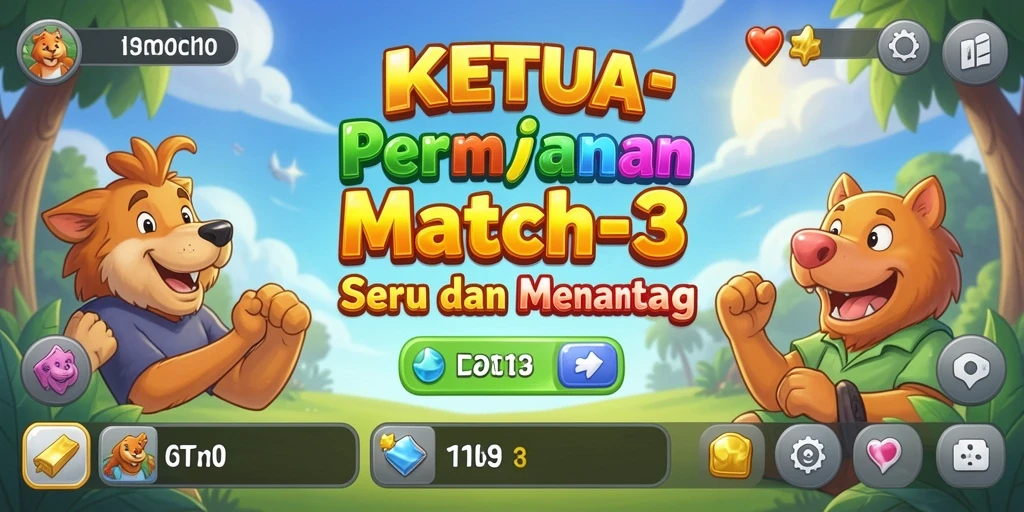 Tangkapan layar permainan KETUA menampilkan gameplay Match-3 yang seru.
