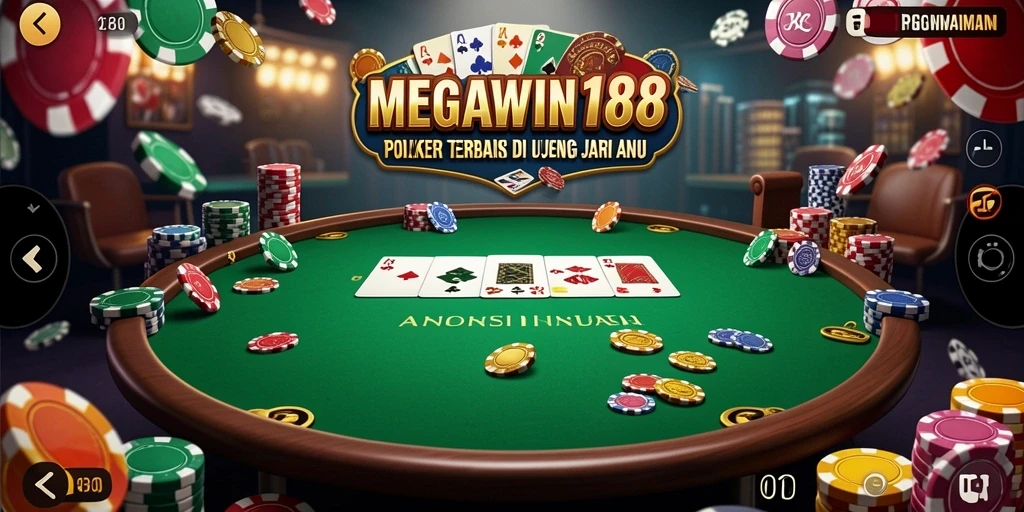 Tampilan gameplay Poker yang mendebarkan di MEGAWIN188.