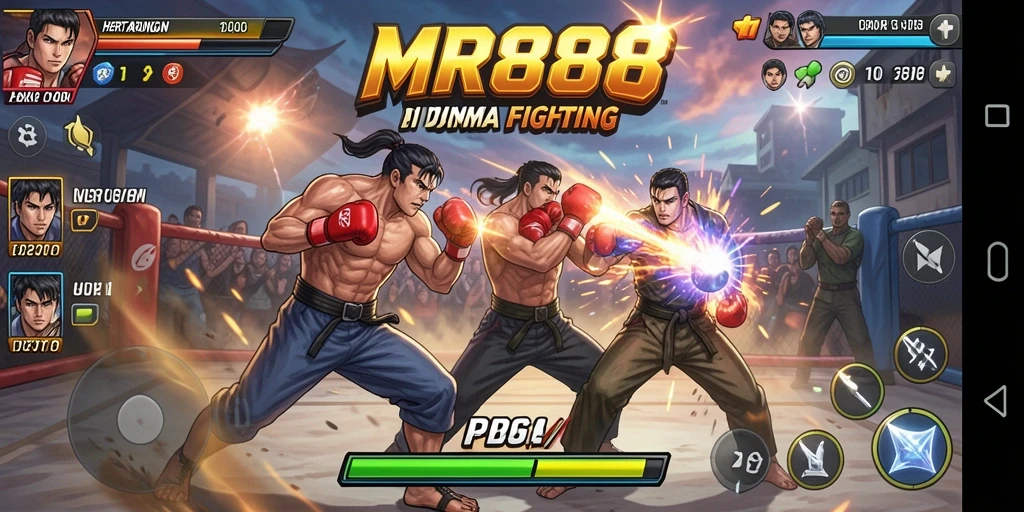Tampilan gameplay intens MR888 dengan aksi Fighting yang mendebarkan.