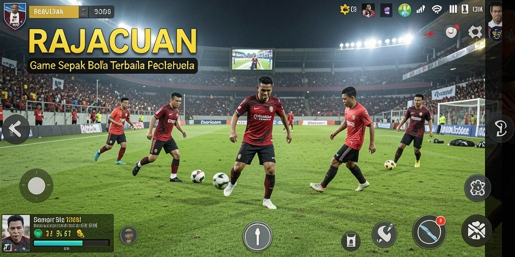 Tangkapan layar gameplay <strong>RAJACUAN</strong> yang mendebarkan di lapangan sepak bola.