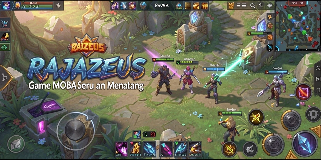 Gameplay seru RAJAZEUS dengan karakter unik dan strategi mendalam.