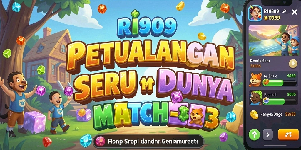 Tampilan gameplay RI889 dengan kombinasi objek berwarna-warni.