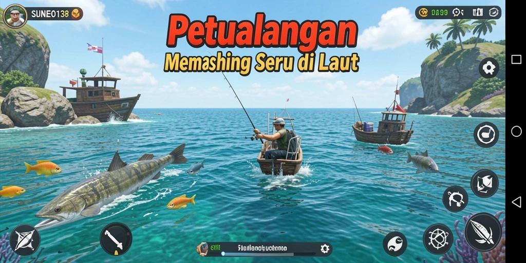 Tampilan gameplay SUNEO138 yang menarik saat menangkap ikan.