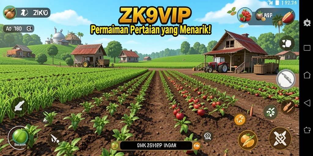 Tampilan gameplay ZK9VIP dengan aktivitas bertani yang mengasyikkan.